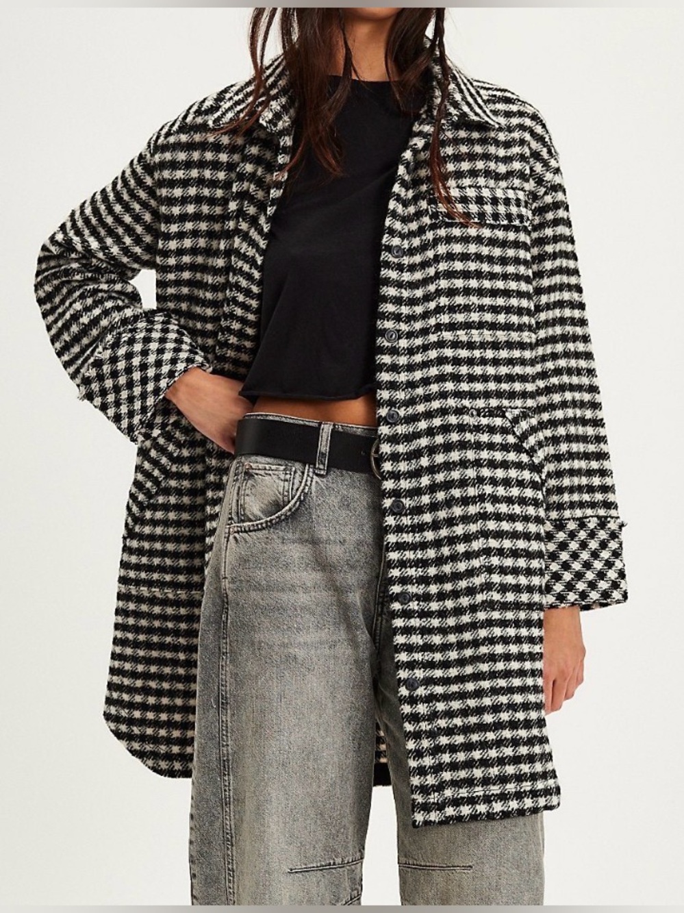 Free People We the Free Get Around Houndstooth shirt
